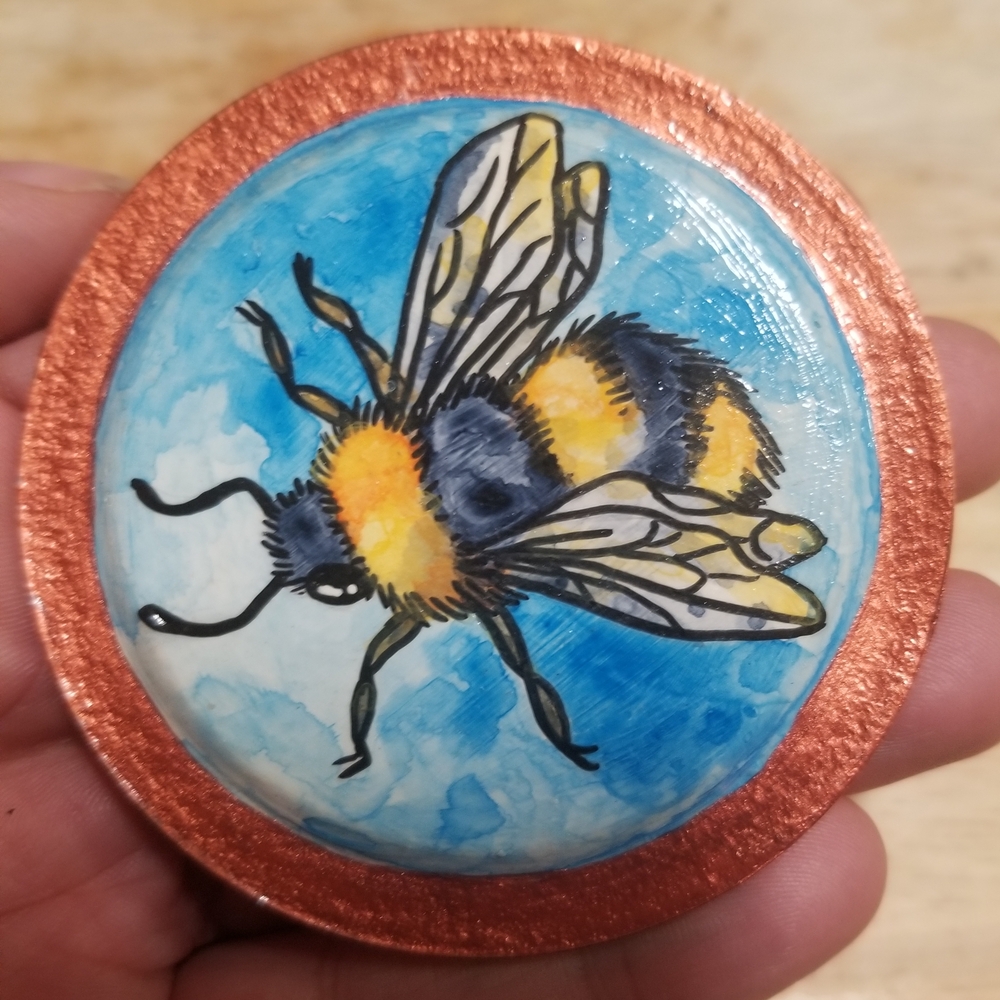 Hand Painted Bee Art Magnet